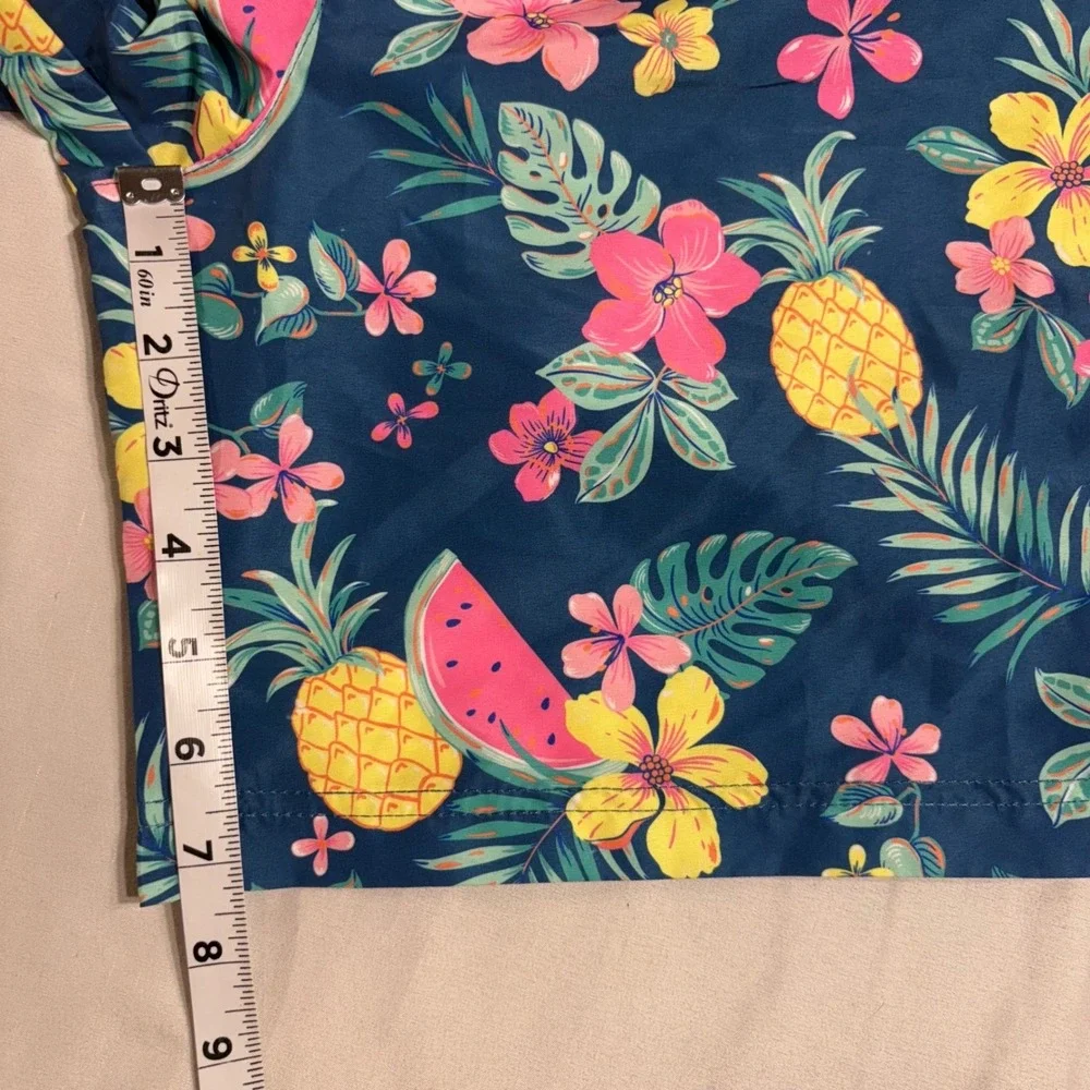 Tommy‎ Bahama Swim Trunks Kids XL 14 Blue Tropical Pineapple Floral Board Shorts